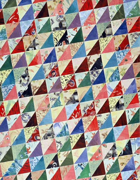 Laurie’s Quilt  30x22  paint on paper collage